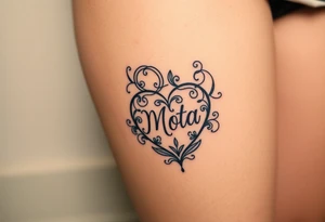 Heart shaped lock with the name Mota in it tattoo idea