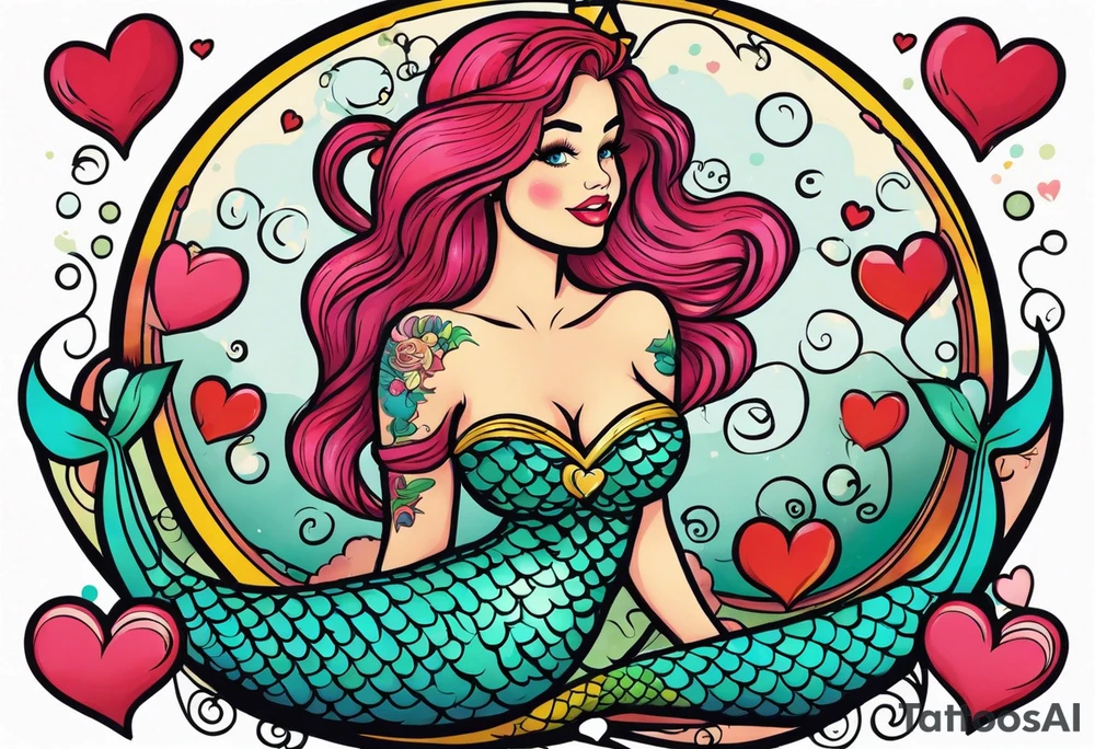 A Mermaid with hearts. tattoo idea