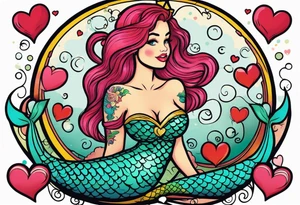 A Mermaid with hearts. tattoo idea