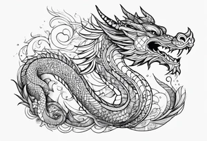 Geometric aquatic dragon cute tattoo idea