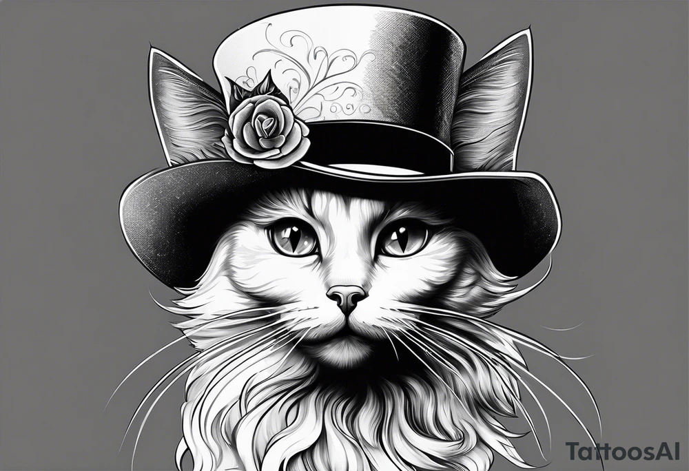 Black cat with a funny hat tattoo idea