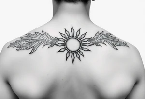 Filipino tribal shoulder tattoo with a sun on the shoulder. tattoo idea
