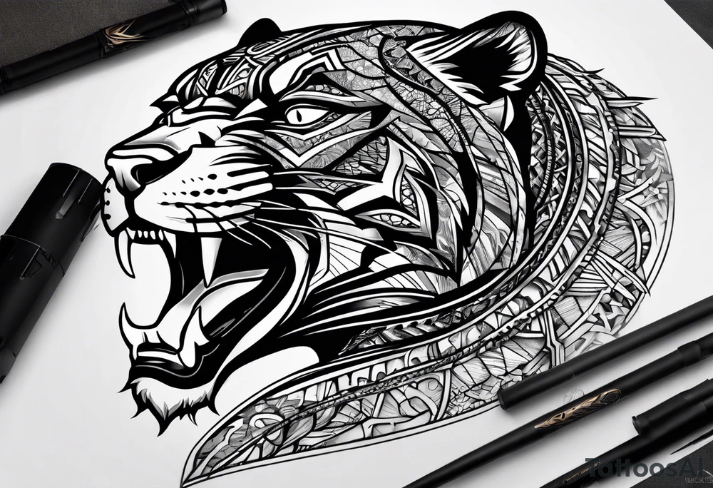 Black panther portrait tattoo idea