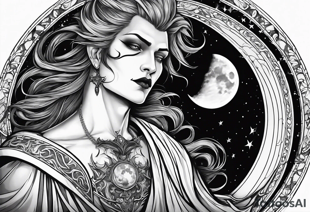 Mythic vampire man emperrior and moon and bat tattoo idea Mythic vampire man emperrior and moon and bat tattoo idea