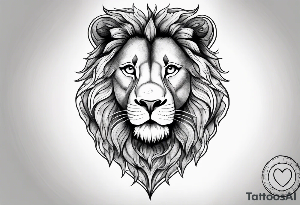 a lion head shaped like a heart tattoo idea