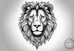 a lion head shaped like a heart tattoo idea