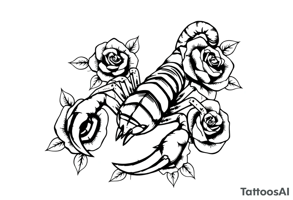 Scorpion with roses tattoo idea