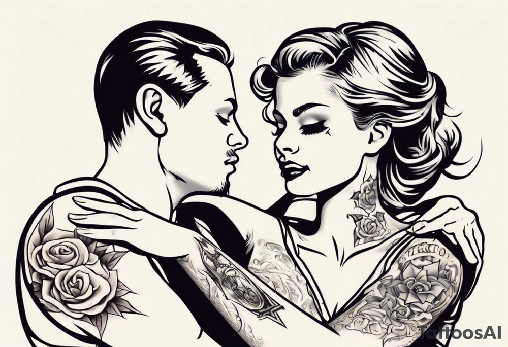 woman giving man a tattoo on star tattoo idea