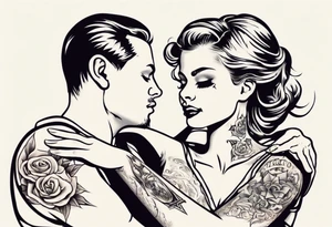 woman giving man a tattoo on star tattoo idea