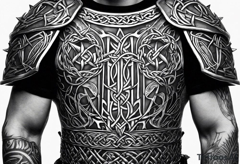 full torso celtic armor thorns tattoo idea