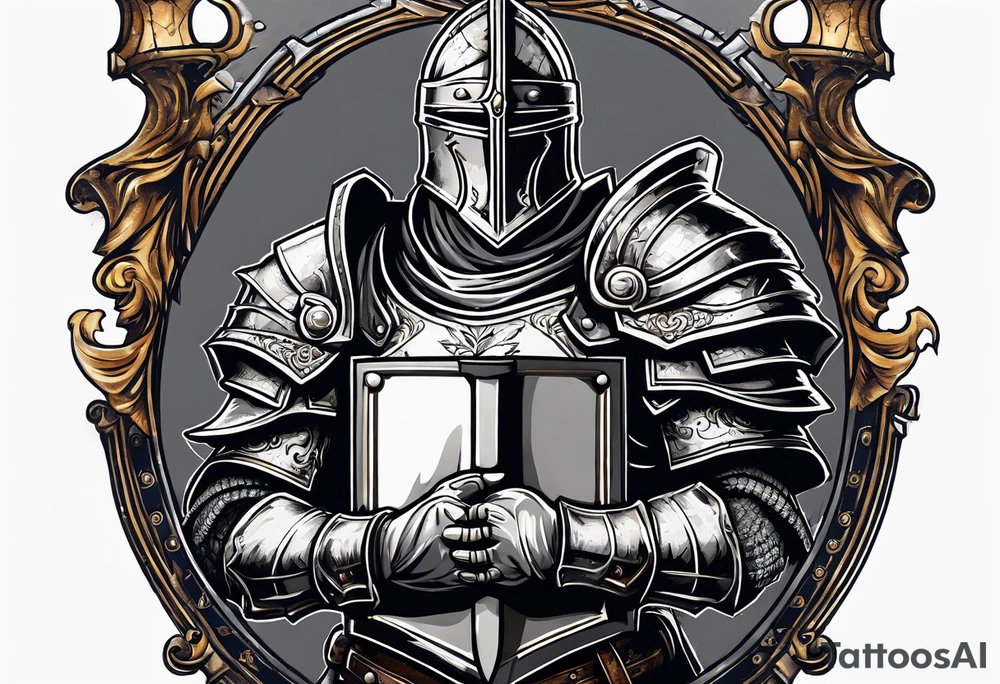 a knight holding the bible as a shield tattoo idea