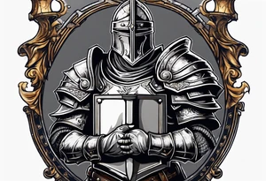 a knight holding the bible as a shield tattoo idea