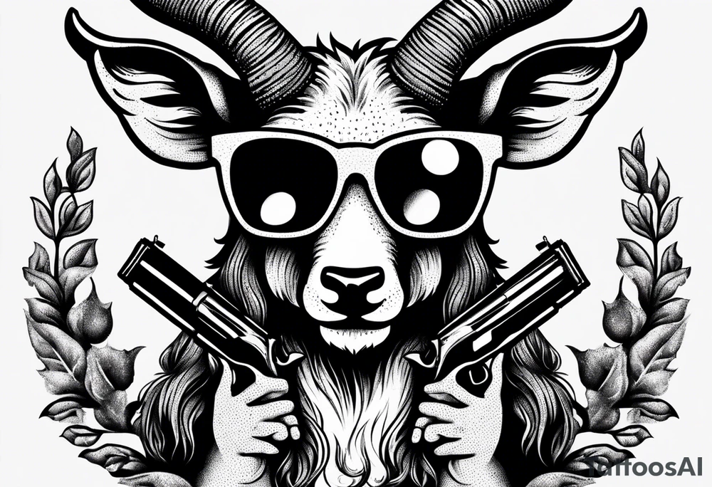 capricorn with sunglasses and shotgun tattoo idea