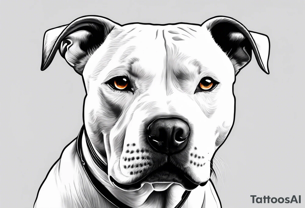 white pitbull pointed ears, paw tattoo idea