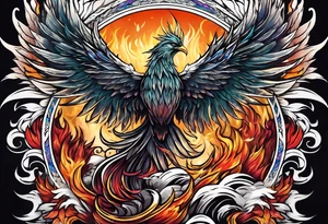 phoenix coming up out of a funeral pyre tattoo idea