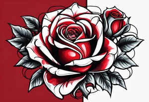 Red thorn rose, thorn wrapped around red rose, crown on top of red rose tattoo idea