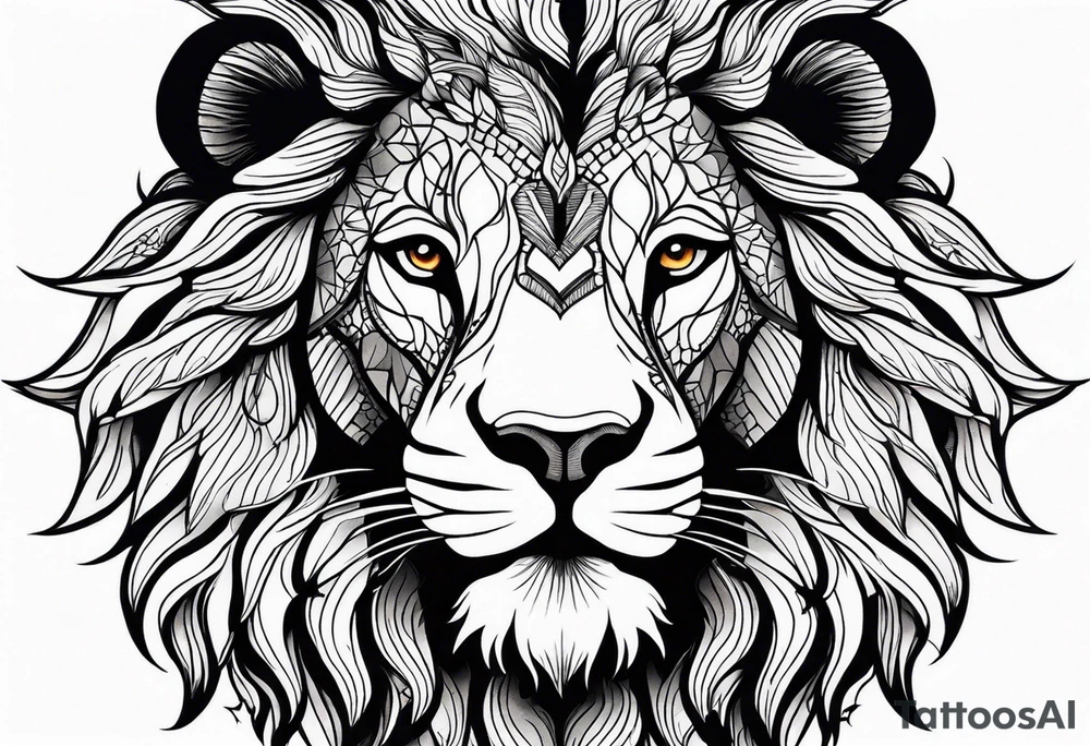 powerful majestic lion, close-up tattoo idea