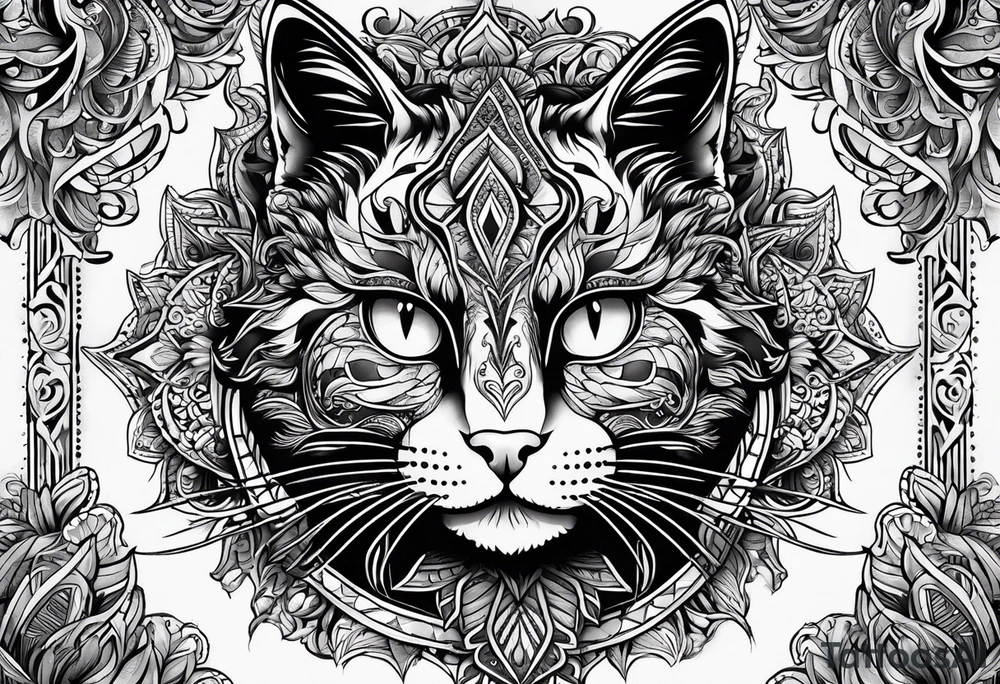 I need a tatto which will look like a pattern on the top of the head of tabby cats tattoo idea