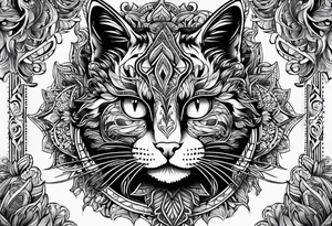 I need a tatto which will look like a pattern on the top of the head of tabby cats tattoo idea