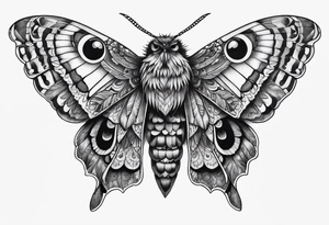 Dead head moth with long wings and owl eyes tattoo idea