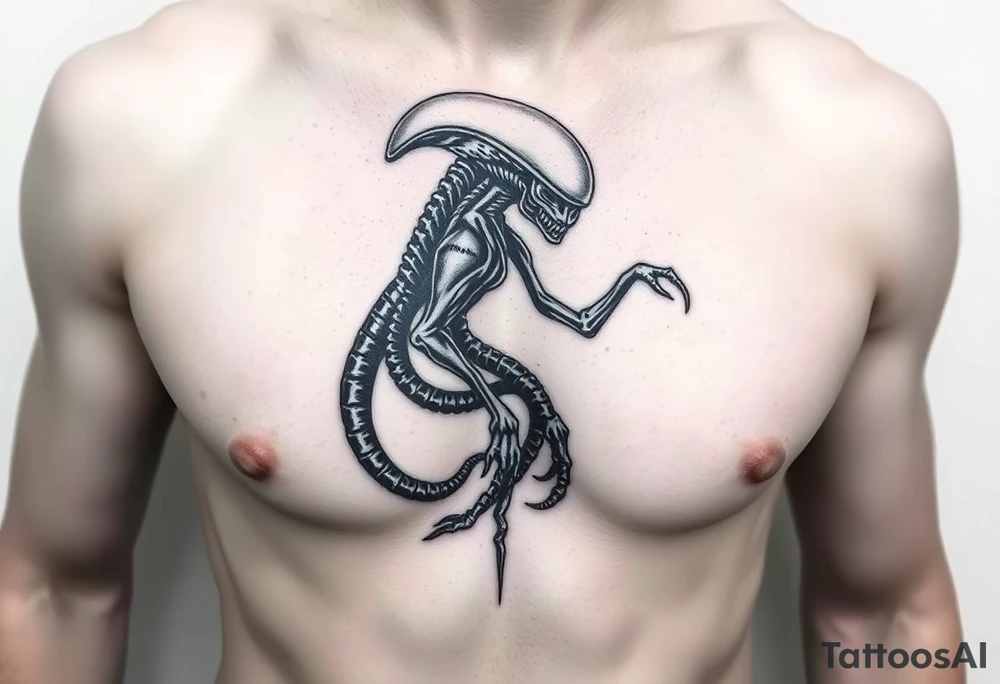 Alien on stomach tattoo idea