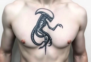 Alien on stomach tattoo idea