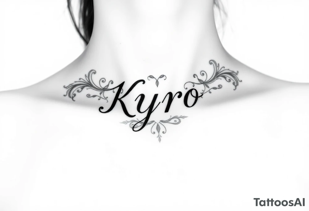 the name Kyro with designs around tattoo idea