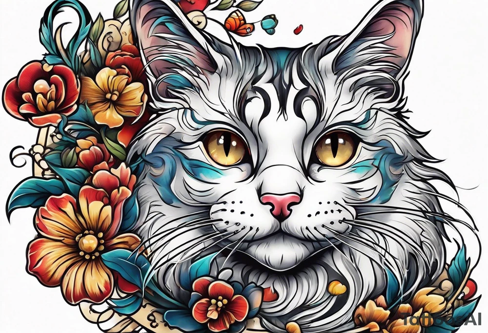 Cat playing with a mouse tattoo idea