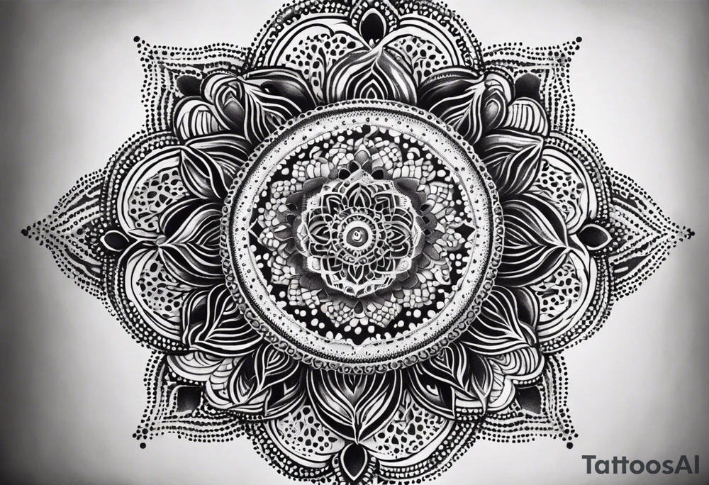 A feminin mandala with simple dit chain tattoo idea