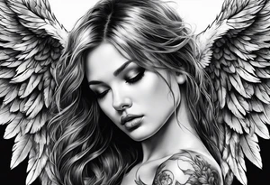 Fallen angel suffering burning tattoo idea