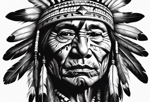 Native American face photorealism tattoo idea