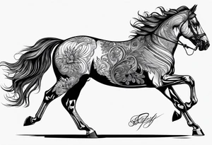 Horse drawn using simple lines tattoo idea