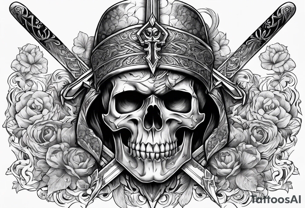 Sword with skull through the head tattoo idea