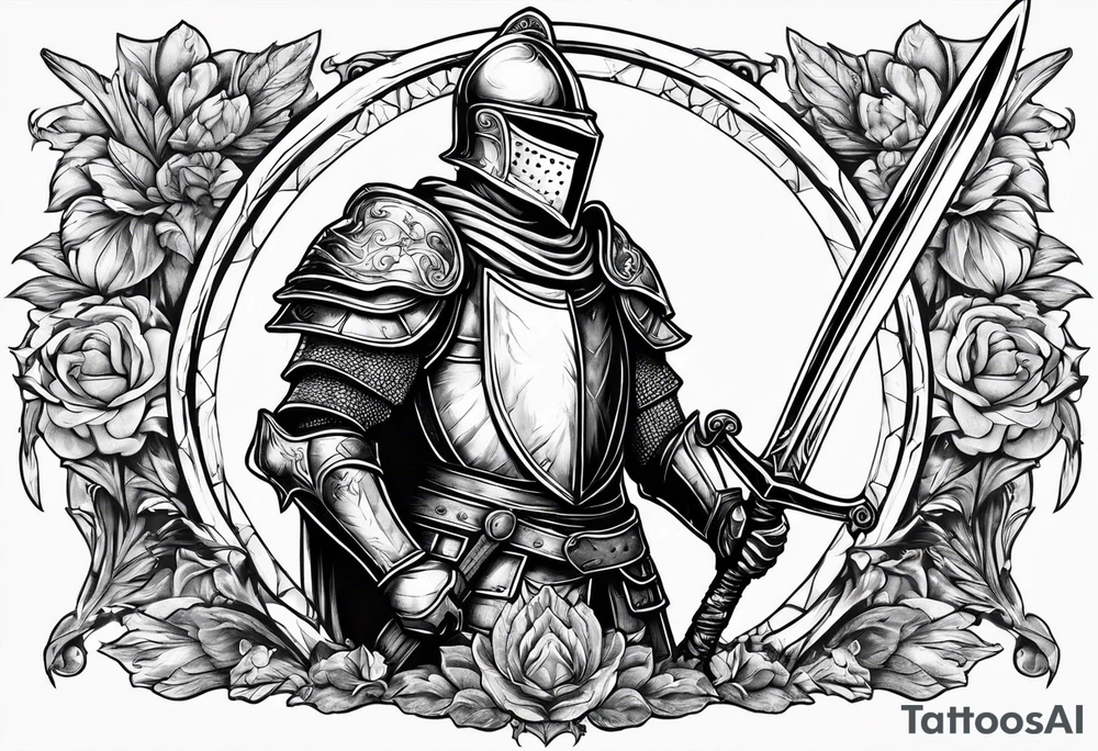 Medieval knight holding a sword tattoo idea