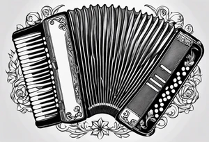 Accordion on a burnt paper tattoo idea