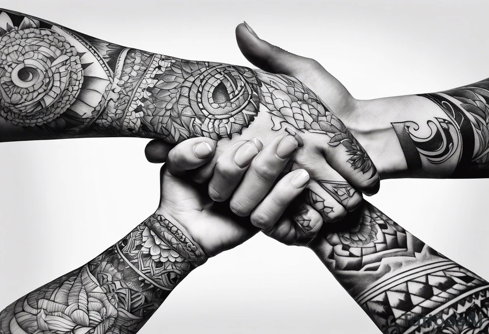 Hands overlapping each other tattoo idea