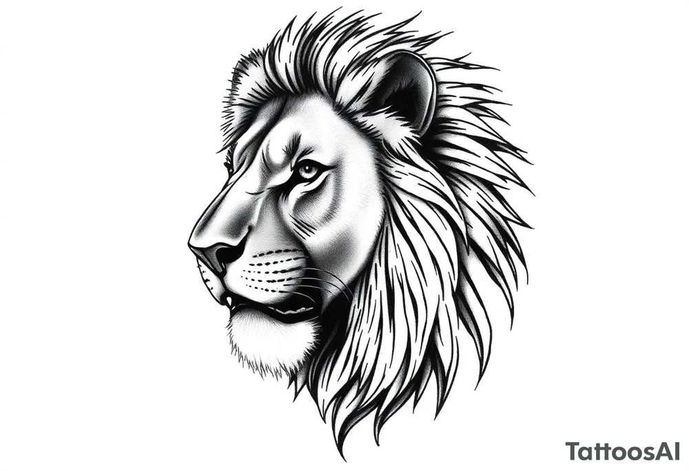 powerful majestic lion, close-up tattoo idea