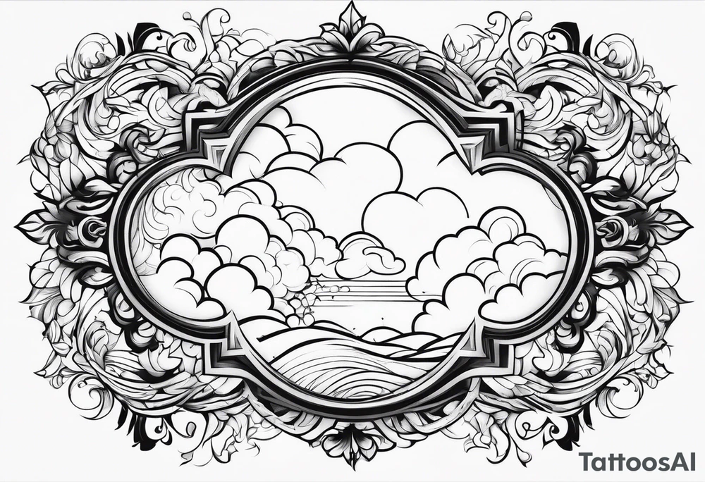 clouds swirl frame vignette tattoo idea