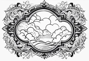 clouds swirl frame vignette tattoo idea