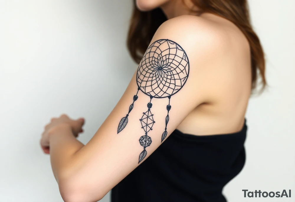 Dreamcatcher with runes caught in it with protection symbol tattoo idea