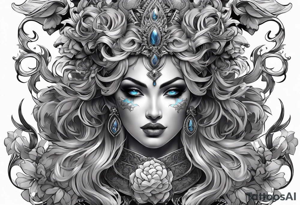 Hades with blue shadowns tattoo idea