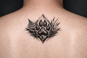 Kapradí, traviny, geometrie, otisk packy psa tattoo idea