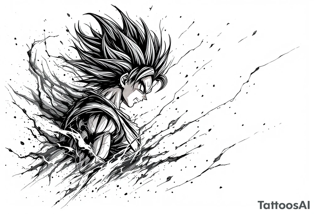 legendary dragonball z scene with energy aura and power effects tattoo idea