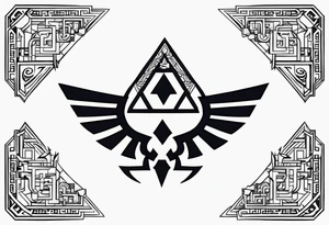 Simple tattoo inspired with video game Zelda containig name Mina and Han tattoo idea