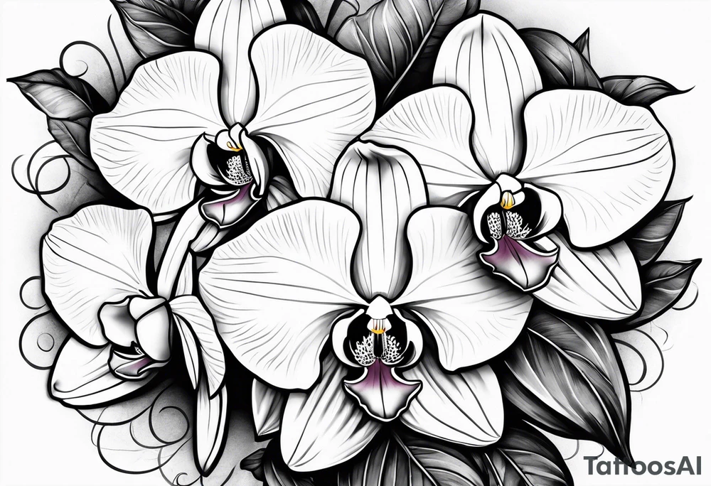 Orquídea e Bougainvillea buque tattoo idea