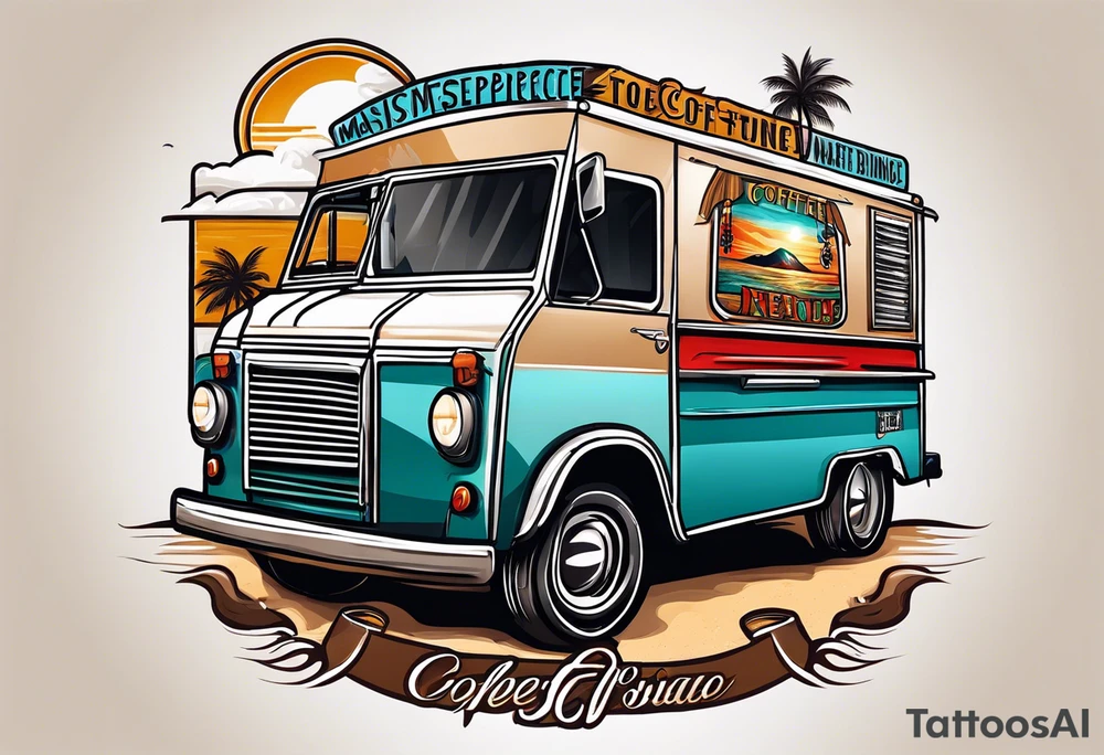 Logo for coffee truck on the beach tattoo idea