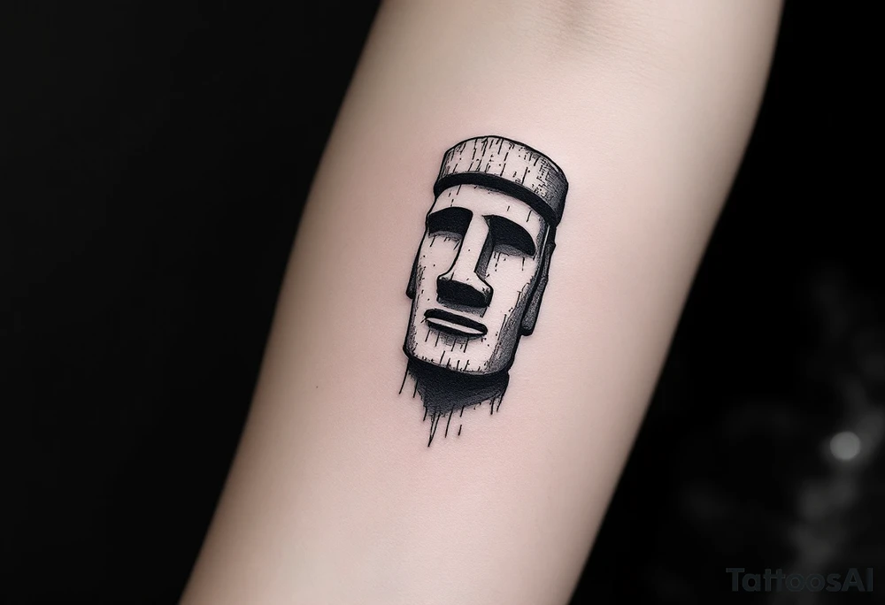 moai statue rough asthetic tattoo idea