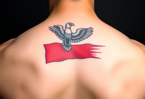 A Czech flag with an eagle perched on top tattoo idea