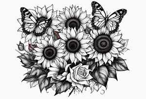 Sunflowers and butterflies. Small on forearm. Gothic tattoo idea