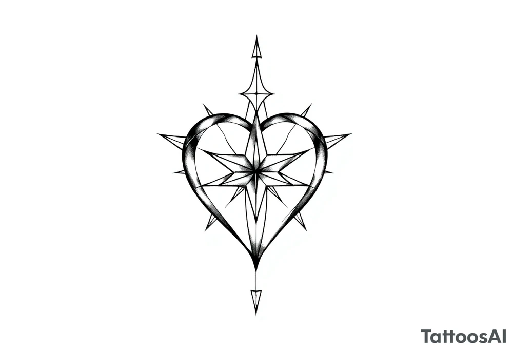 music heart star tattoo idea
